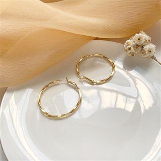 Hoop Sterling Silver Earring Ear Stud - 1 Pair - Gold - One Size