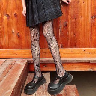 Star Print Fishnet Tights