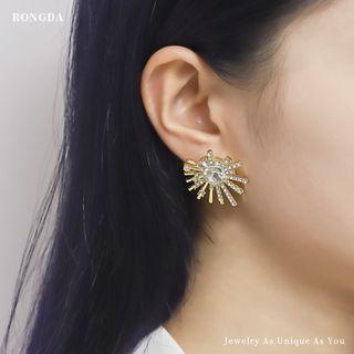 Rhinestone Sun Stud Earring 1 Pair - Gold - One Size