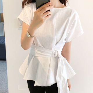 Short Sleeve Plain Top White - One Size
