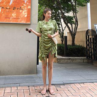 Drawcord Ruched T-shirt Minidress