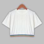 Short-sleeve Rainbow-trim T-shirt