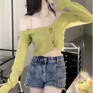 Set: Cutout Knit Crop Top + Tank Top