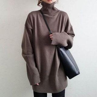 Turtleneck Sweater Coffee - One Size