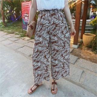 Band-waist Foliage Maxi Culottes