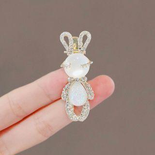 Rabbit Faux Cat Eye Stone Rhinestone Alloy Hair Clip Ly2659 - Hair Clip - White - One Size