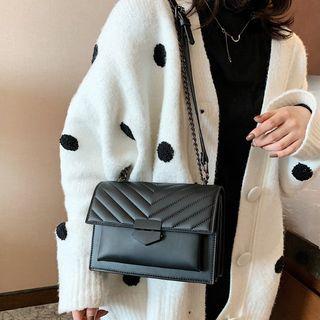 Paneled Flap Crossbody Bag Black - One Size