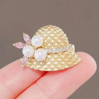 Rhinestone Hat Brooch Ly2362 - Gold - One Size
