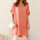 Round-neck Cuff-sleeve Long T-shirt