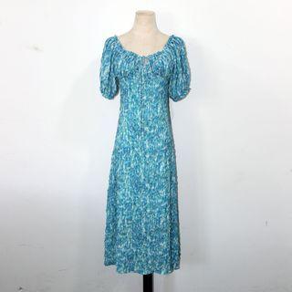 Frill Trim Tie-neck Short-sleeve Dress