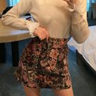 Floral Jacquard A-line Miniskirt