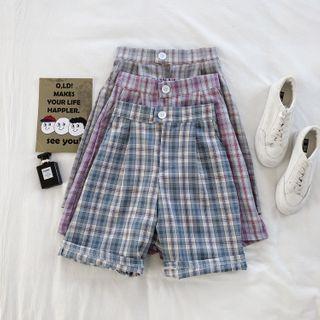 Plaid Pleated Shorts