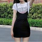 Short-sleeve Printed T-shirt / Mini Sheath Jumper Dress