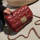 Quilted Faux Leather Flap Crossbody Bag