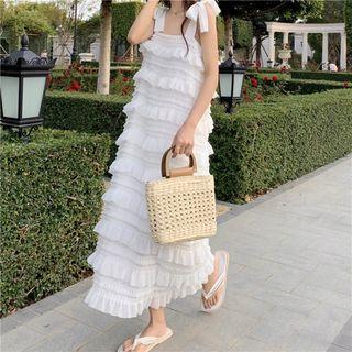 Bow Suspender Cake Dress White - One Size