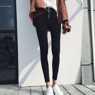 High-waist Zipped Jeans