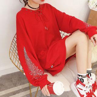Star Patterned Oversized Sweatshirt