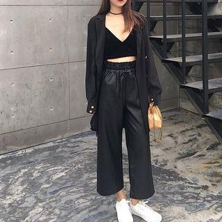 Faux Leather High-waist Harem Pants