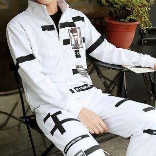 Set : Print Fleece-lined Jacket + Sweatpants