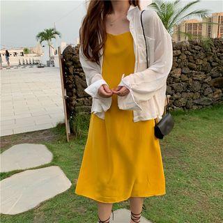 Long Sleeve Blouse / V-neck Sleeveless Dress