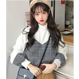 Mock Neck Panel Sweatshirt