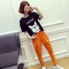 Set: Printed Short-sleeve T-shirt + Harem Pants