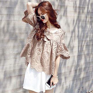 Short-sleeve Lace Cut Out Top