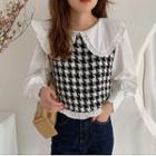 Peter Pan Houndstooth Panel Blouse