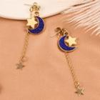 Crescent Star Drop Earring 1 Pair - Gold & Blue - One Size