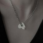 Titanium Steel Heart Necklace 1894a# - Silver - One Size