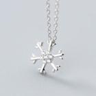 925 Sterling Silver Rhinestone Snowflake Pendant Necklace S925 Silver - Snowflake - Silver - One Size
