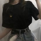 Moon Embroidered Short-sleeve T-shirt