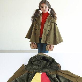Family Matching Fleece-lining Double-breast Hooded Cape