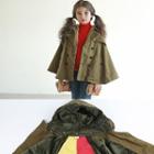 Family Matching Fleece-lining Double-breast Hooded Cape