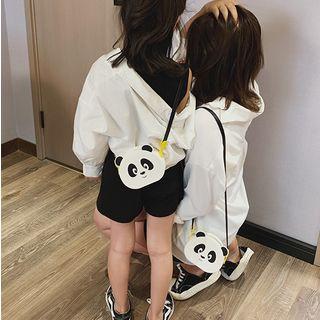 Faux Leather Panda Crossbody Bag White - One Size