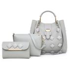 Set: Studded Faux Leather Tote Bag + Crossbody Bag + Clutch
