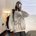 Couple Matching Print Loose-fit Sweatshirt
