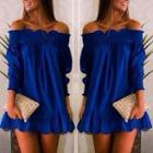 Off-shoulder Long-sleeve A-line Dress