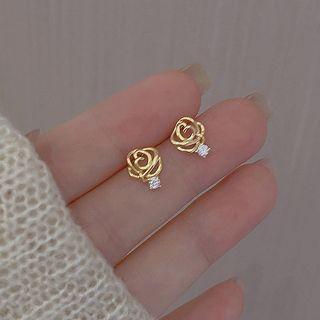 Flower Sterling Silver Earring 1 Pair - Gold - One Size