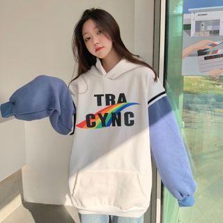 Long Sleeve Mock Two Piece Letter Printed Sweatshirt