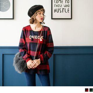 Letter Print Check Top