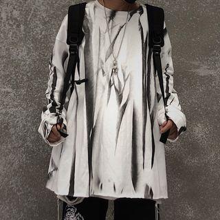 Printed Oversize Long-sleeve T-shirt As Shown In Figure - One Size