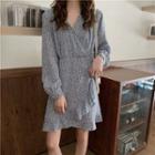V-neck Floral Ruffle Long-sleeve Dress