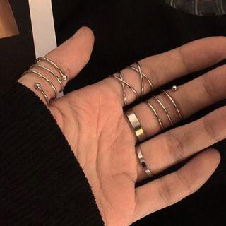 Set: Metal Layered Ring 542 - As Shown In Figure - One Size