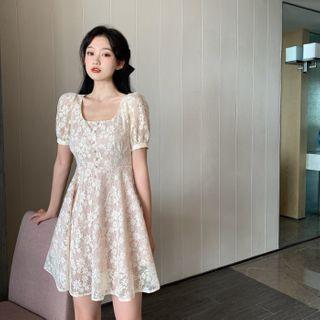 Square Collar Lace Dress