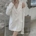 Cold Shoulder Blazer White - One Size