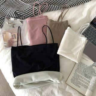 Fleece-lined Plain Cropped Camisole Top