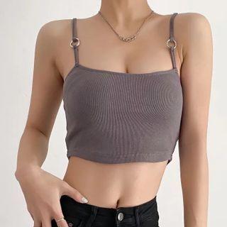 Plain Round-hem Crop Camisole Top