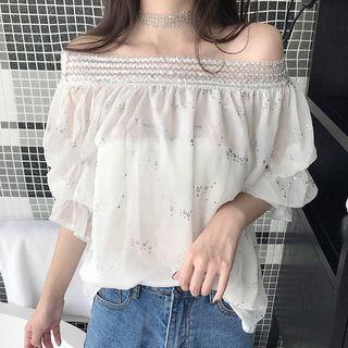 Sequined Off-shoulder Top