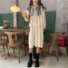 Long-sleeve Midi Dress / Lace Shawl